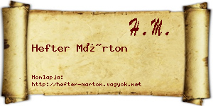 Hefter Márton névjegykártya
